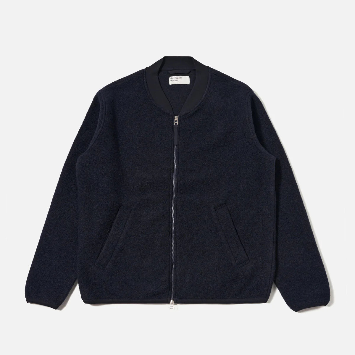 Universal Works Wool Fleece Zip Bomber Navy - Steranko Clothing Manchester
