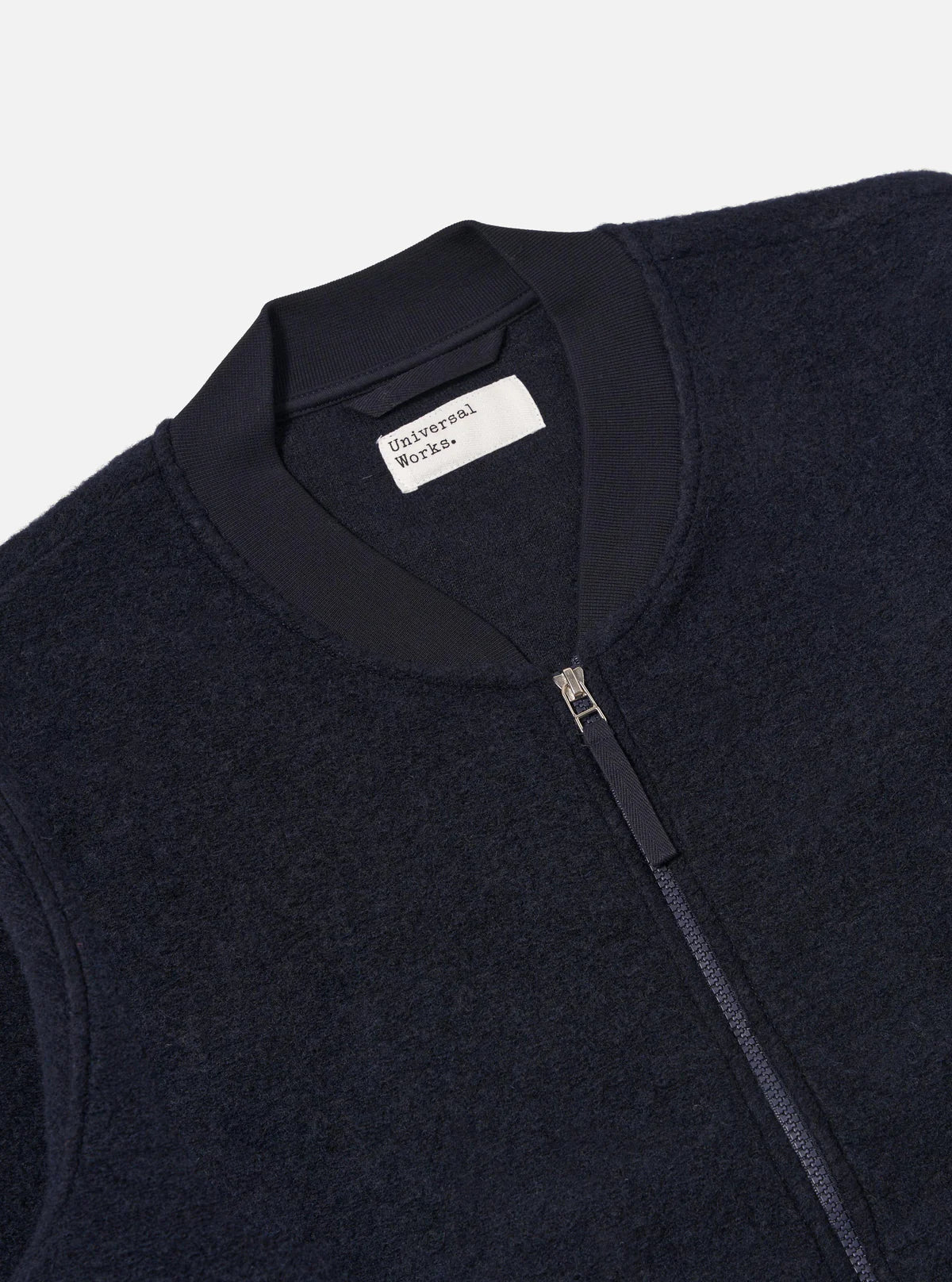 Universal Works Wool Fleece Zip Bomber Navy - Steranko Clothing Manchester