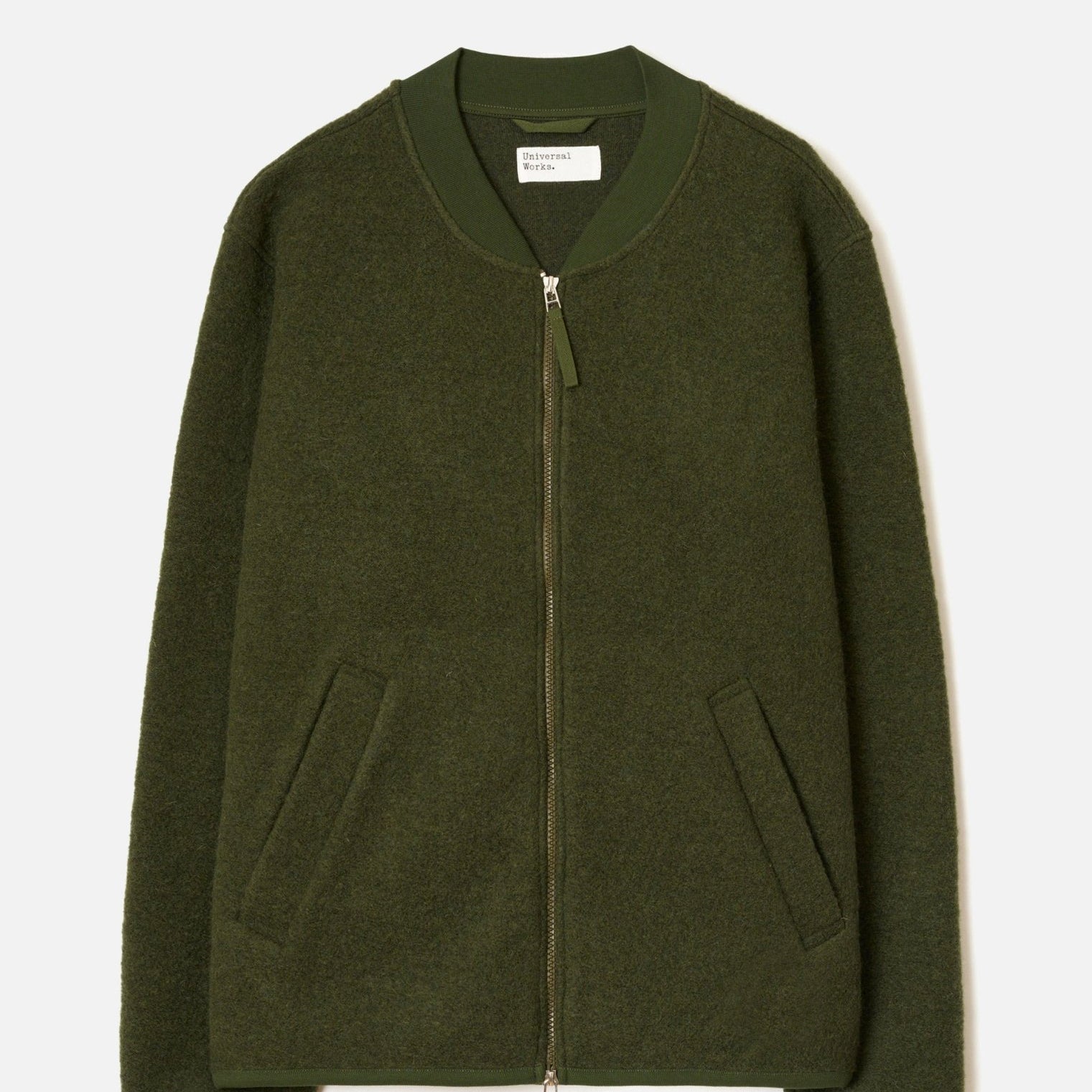 Universal Works Wool Fleece Zip Bomber Olive - Steranko Clothing Manchester