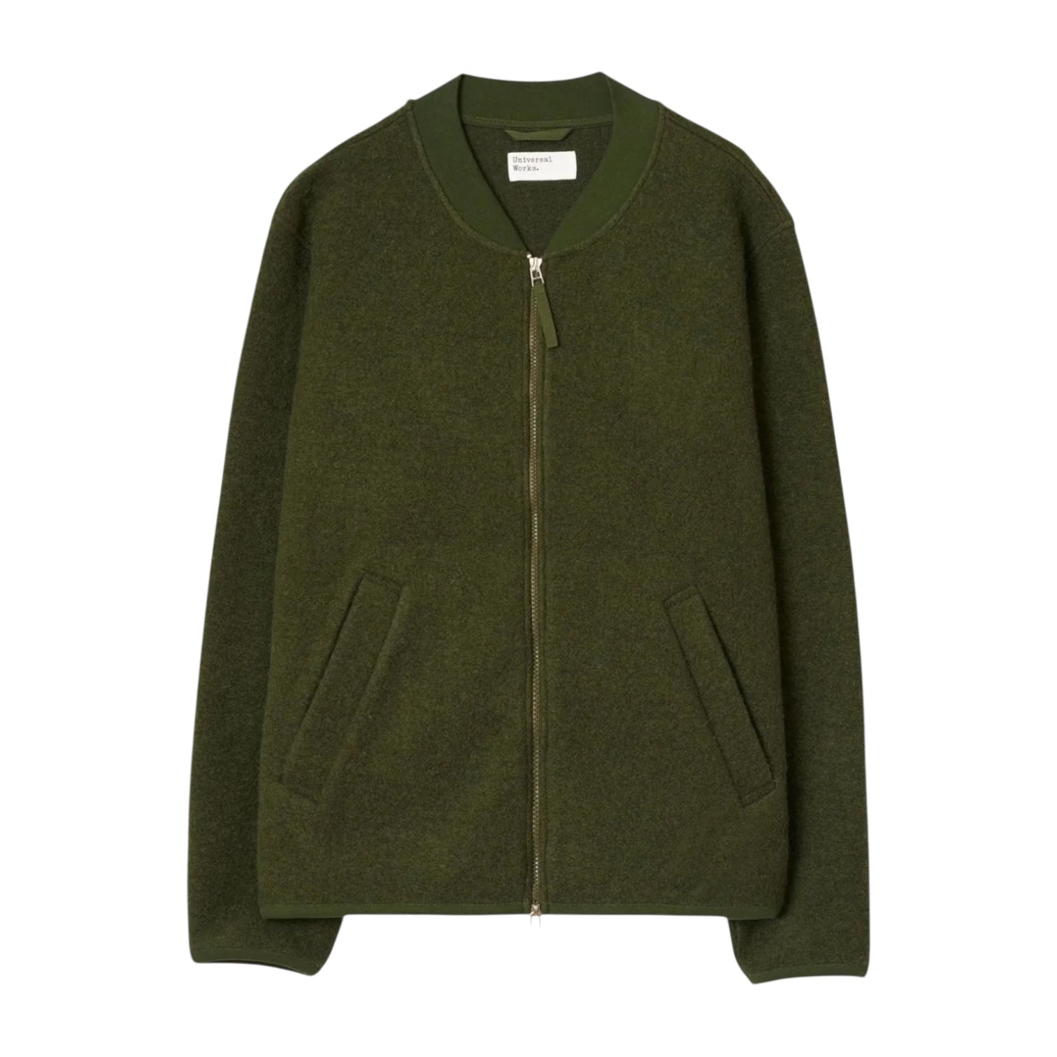 Universal Works Wool Fleece Zip Bomber Olive - Steranko Clothing Manchester