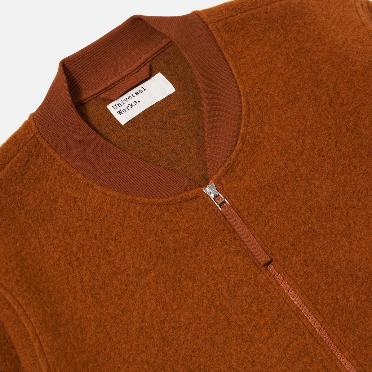 Universal Works Wool Fleece Zip Bomber Rust - Steranko Clothing Manchester