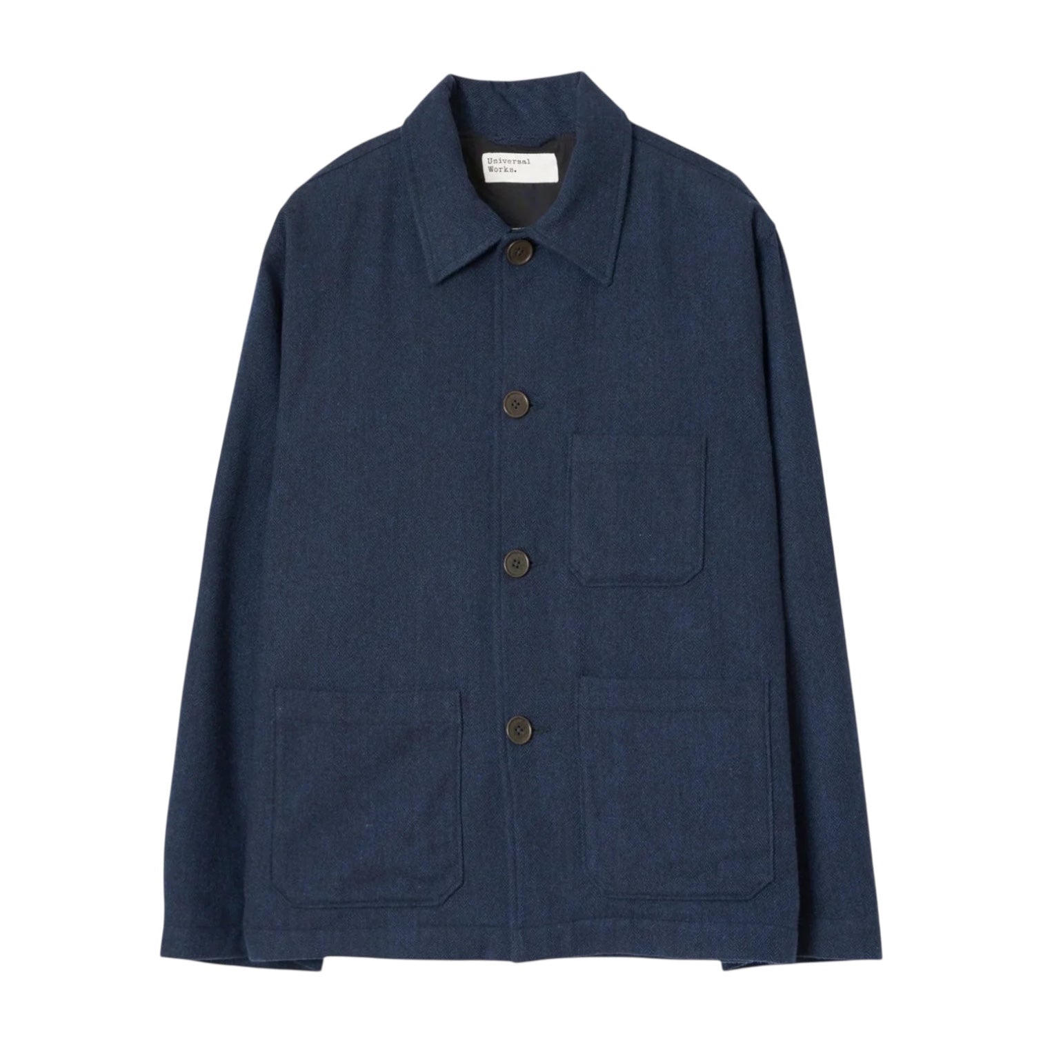 Universal Works Wool Herringbone Ives Jacket Navy - Steranko Clothing Manchester
