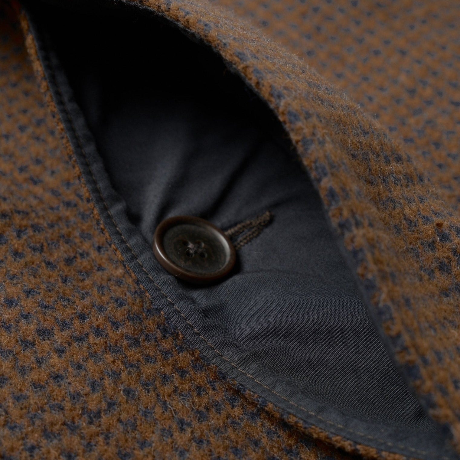 Universal Works Wool Tweed Mix Stan Coat Navy/Brown - Steranko Clothing Manchester