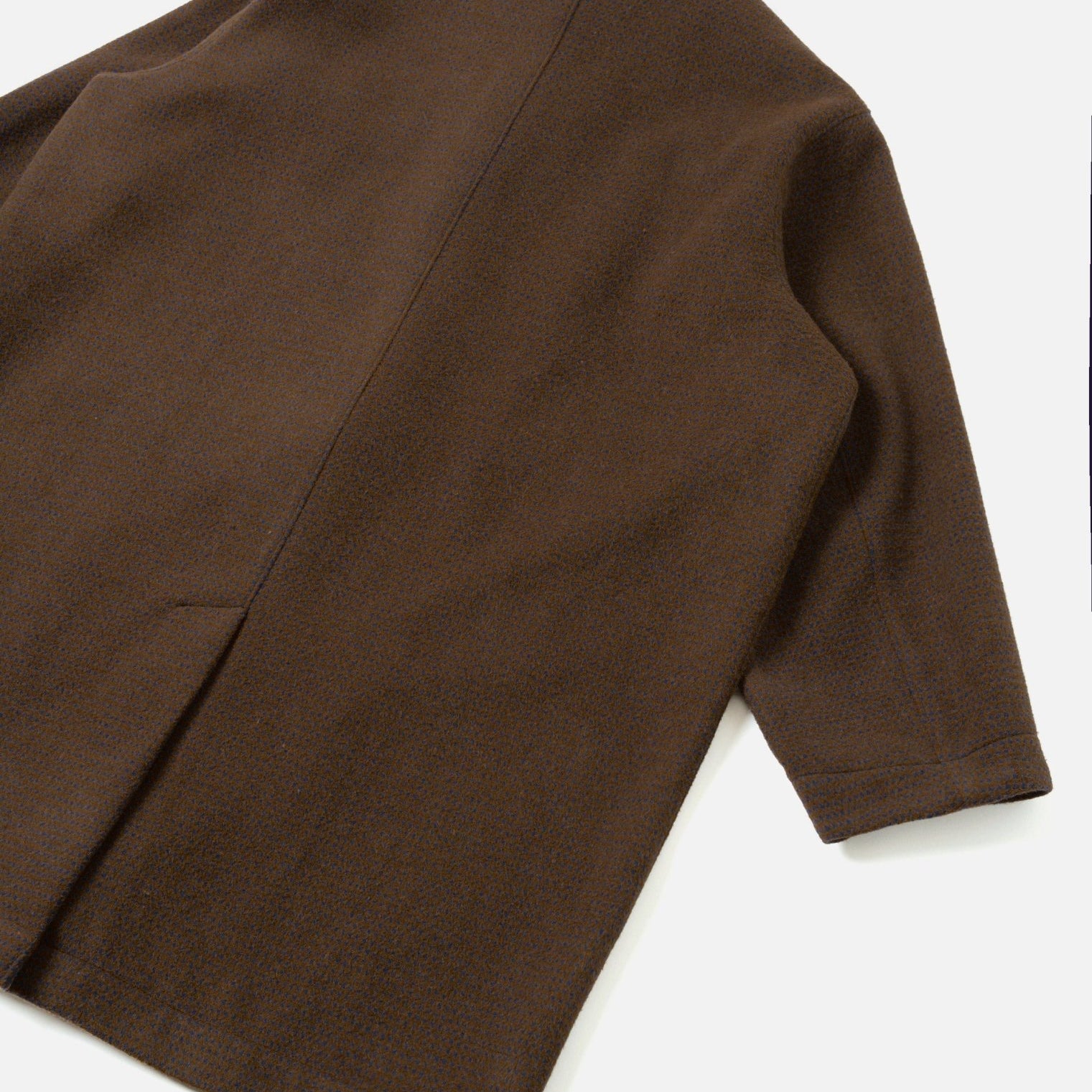 Universal Works Wool Tweed Mix Stan Coat Navy/Brown - Steranko Clothing Manchester