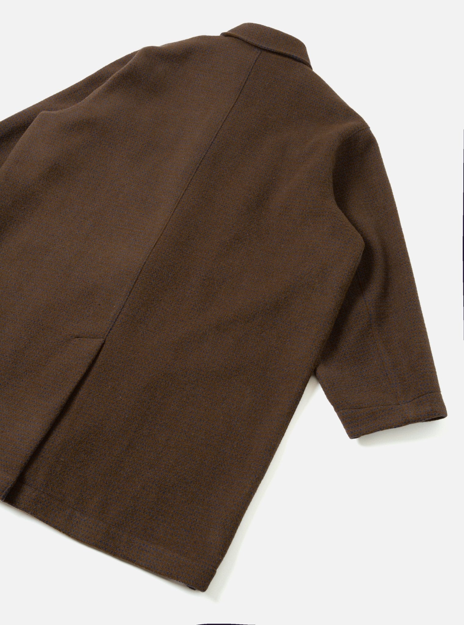 Universal Works Wool Tweed Mix Stan Coat Navy/Brown - Steranko Clothing Manchester