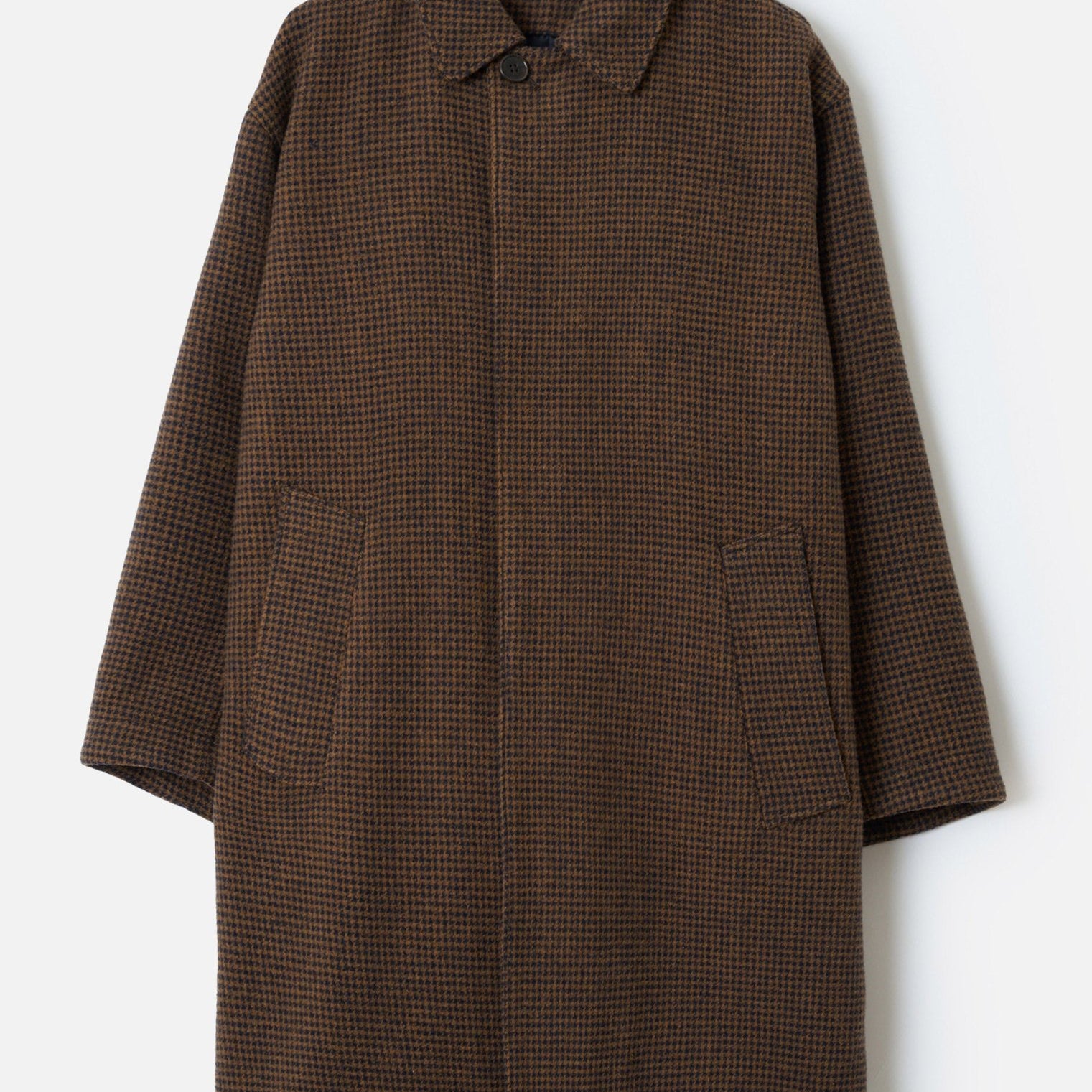 Universal Works Wool Tweed Mix Stan Coat Navy/Brown - Steranko Clothing Manchester