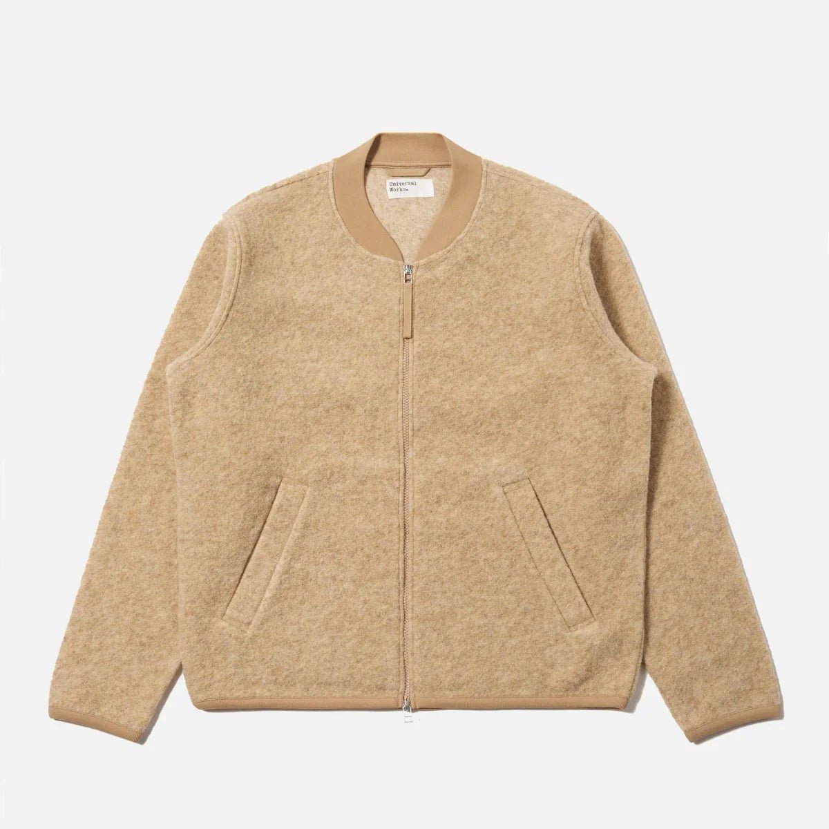 Universal Works Zip Bomber Wool Fleece Fawn - Steranko Clothing Manchester