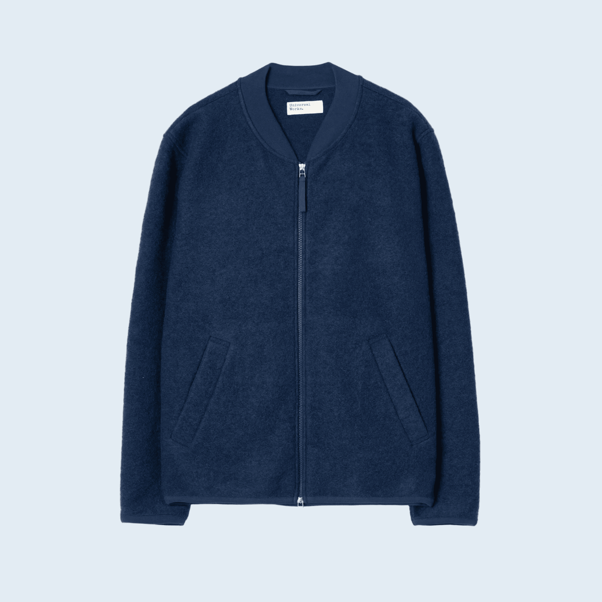 Universal Works Zip Bomber Wool Fleece Indigo - Steranko Clothing Manchester