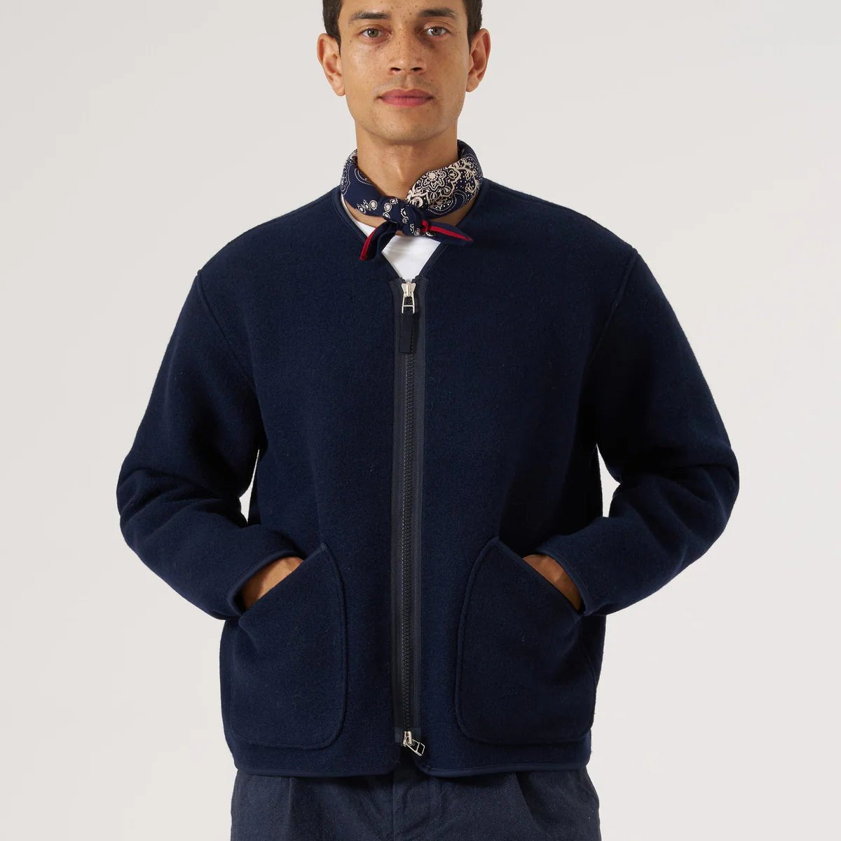 Universal Works Zip Liner Jacket Techno Melton Plain - Steranko Clothing Manchester