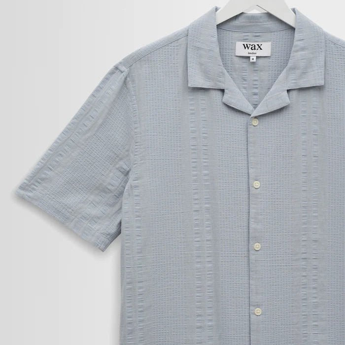 Wax Didcot Double Weave Seersucker Blue - Steranko Clothing Manchester