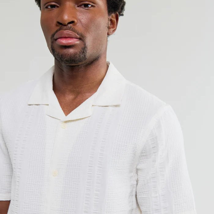 Wax Didcot Double Weave Seersucker Ecru - Steranko Clothing Manchester
