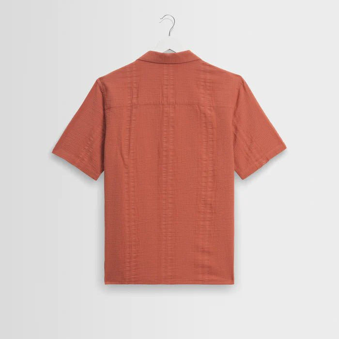 Wax Didcot Double Weave Seersucker Rust - Steranko Clothing Manchester
