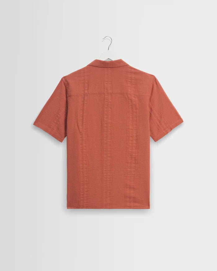 Wax Didcot Double Weave Seersucker Rust - Steranko Clothing Manchester