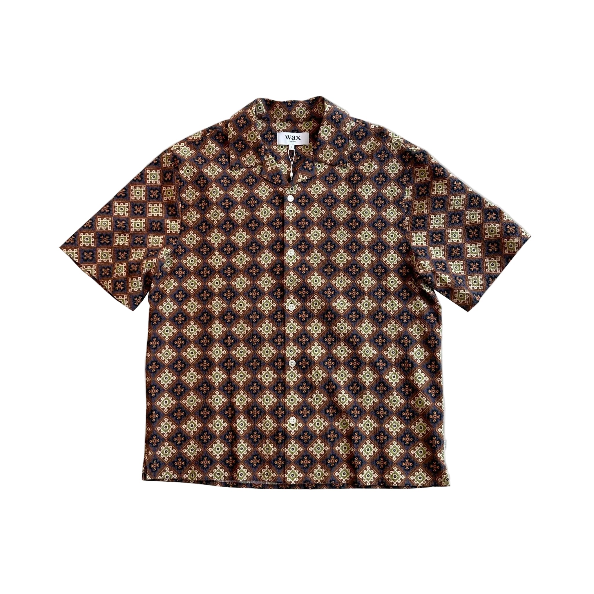 Wax Didcot S/S Shirt Seersucker Tiles Rust Multi - Steranko Clothing Manchester