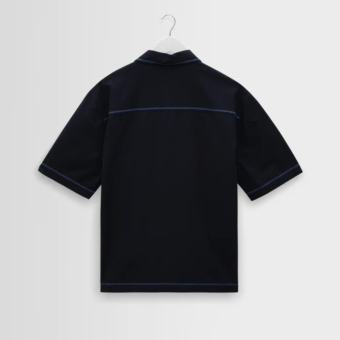 Wax Keats Shirt Dahlia Embroidery Navy - Steranko Clothing Manchester