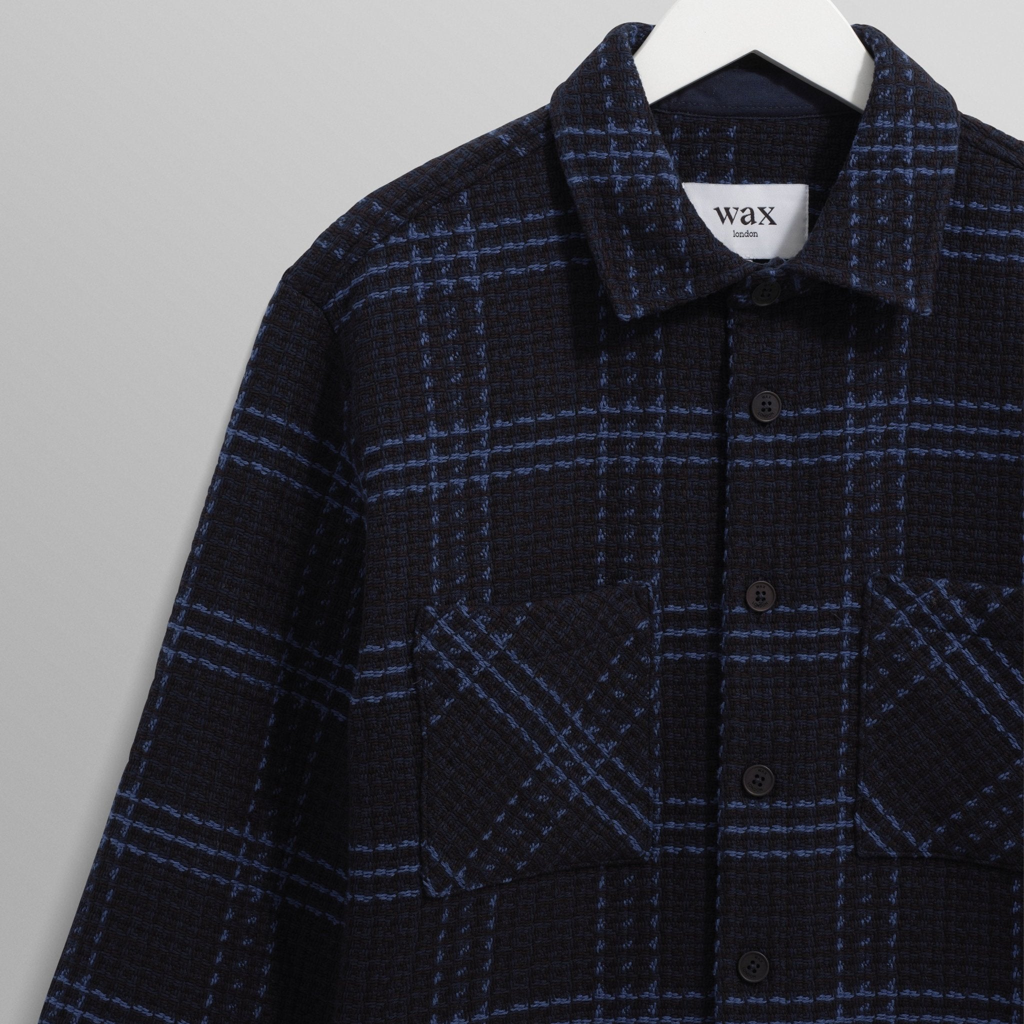 Wax Whiting Overshirt Skate Check Navy / Blue - Steranko Clothing Manchester