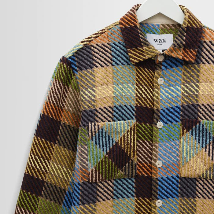 Wax Whiting Shirt Pike Check Khaki - Steranko Clothing Manchester