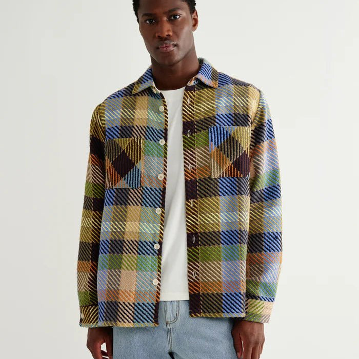 Wax Whiting Shirt Pike Check Khaki - Steranko Clothing Manchester