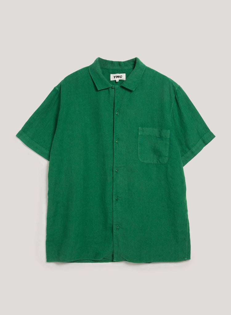 YMC Malick SS Linen Shirt Green
