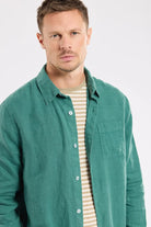 Armor Lux Comfort Fit Shirt Linen Dark Ivy - Steranko Clothing Manchester