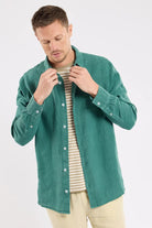 Armor Lux Comfort Fit Shirt Linen Dark Ivy - Steranko Clothing Manchester