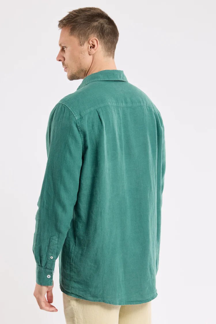 Armor Lux Comfort Fit Shirt Linen Dark Ivy - Steranko Clothing Manchester