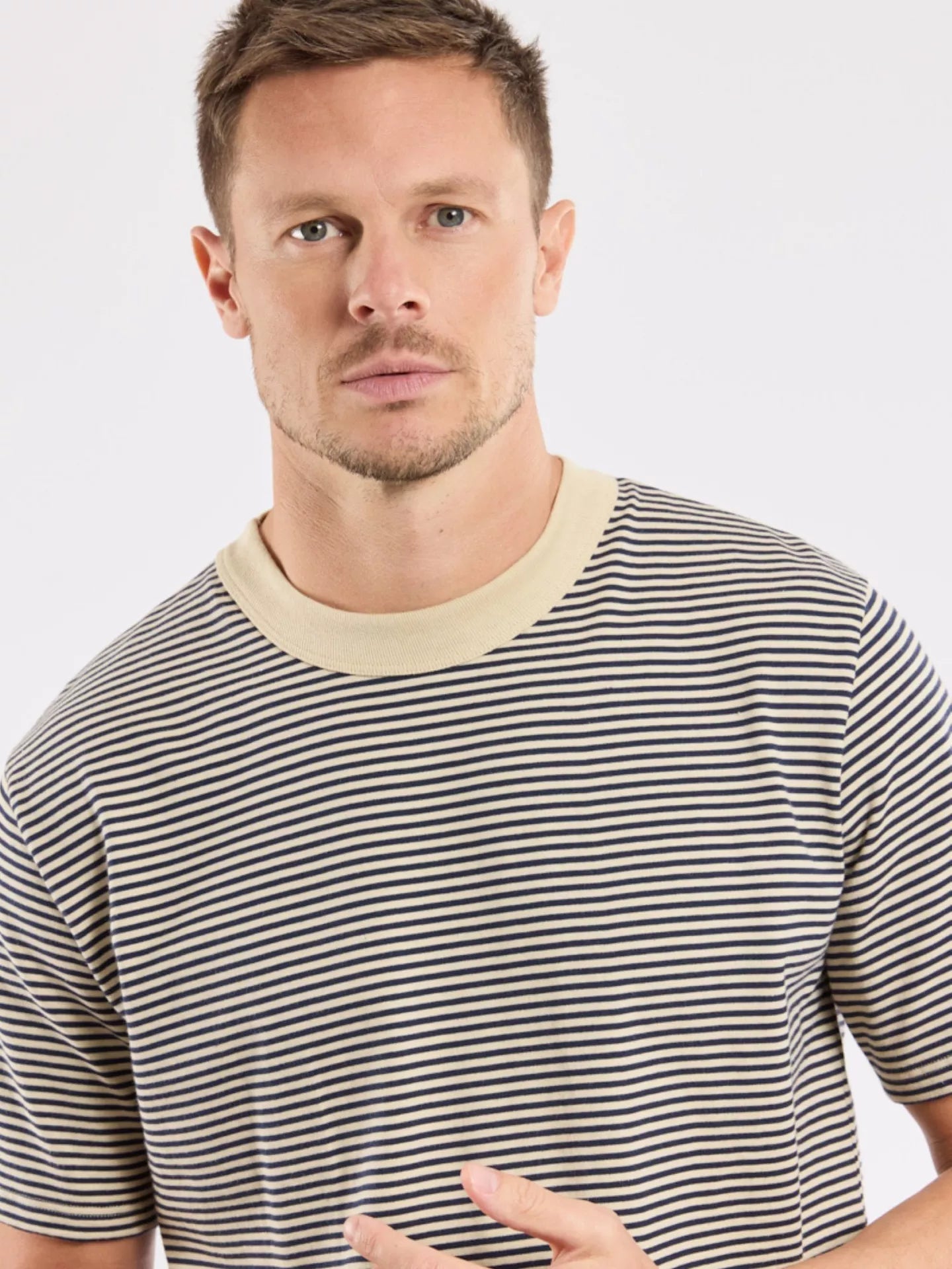 Armor Lux Heritage Stripe T-Shirt Gravel Marine Deep - Steranko Clothing Manchester
