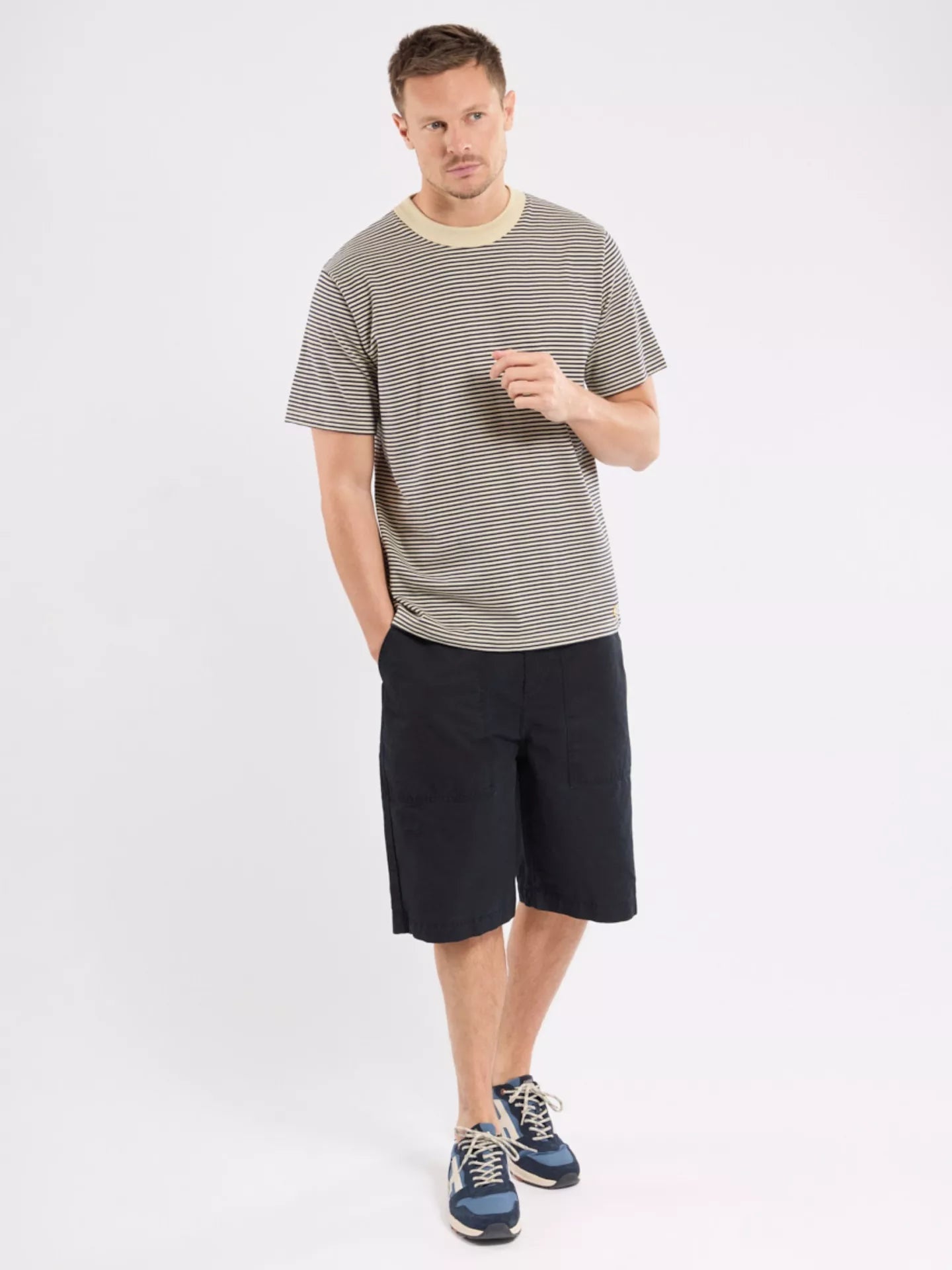 Armor Lux Heritage Stripe T-Shirt Gravel Marine Deep - Steranko Clothing Manchester