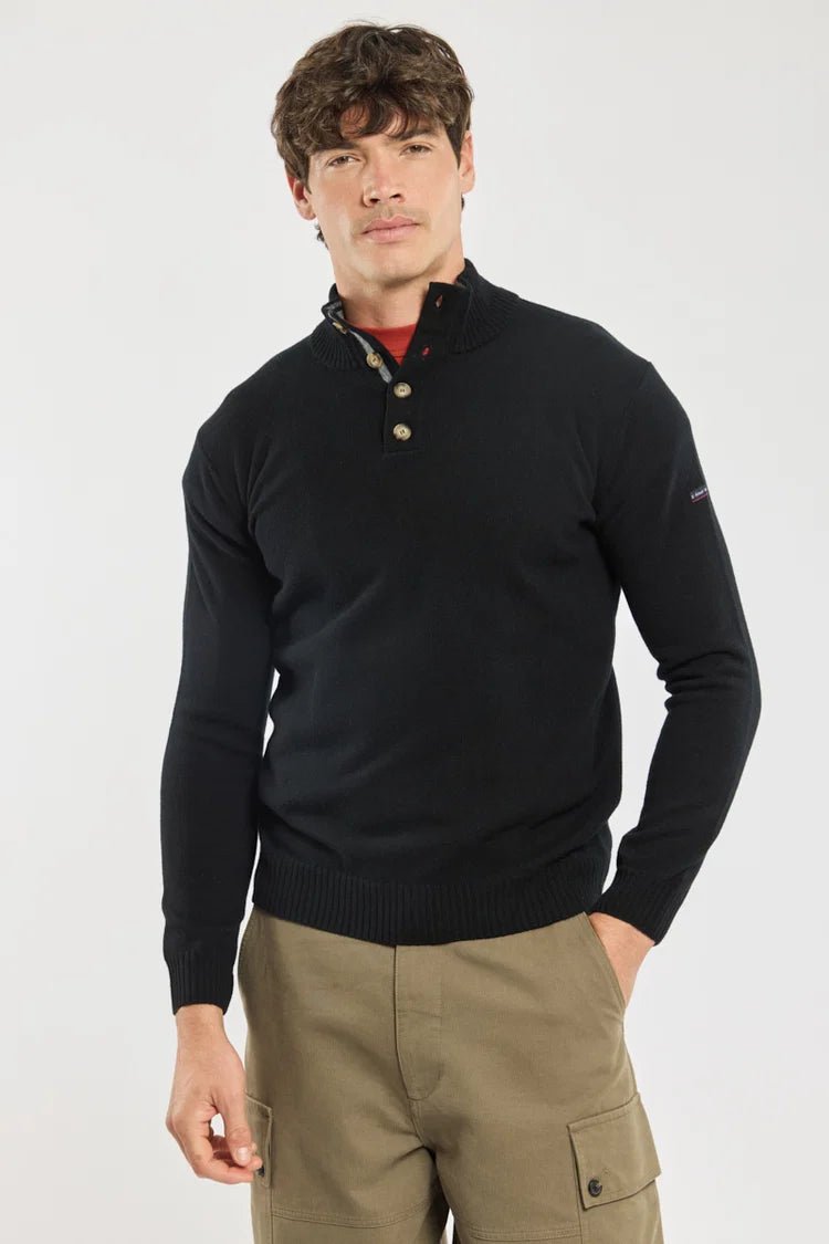 Armor Lux Trucker Neck Wool Sweater Black Slate - Steranko Clothing Manchester