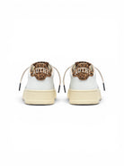 Autry Medalist Low Sneakers in White Leather and Leopard Suede - Steranko Clothing Manchester