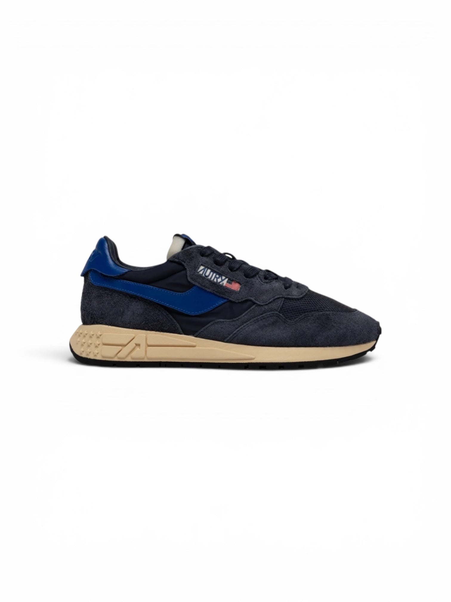 Autry Reelwind Low Sneakers in Space Blue and Lapis Blue Nylon and Suede - Steranko Clothing Manchester