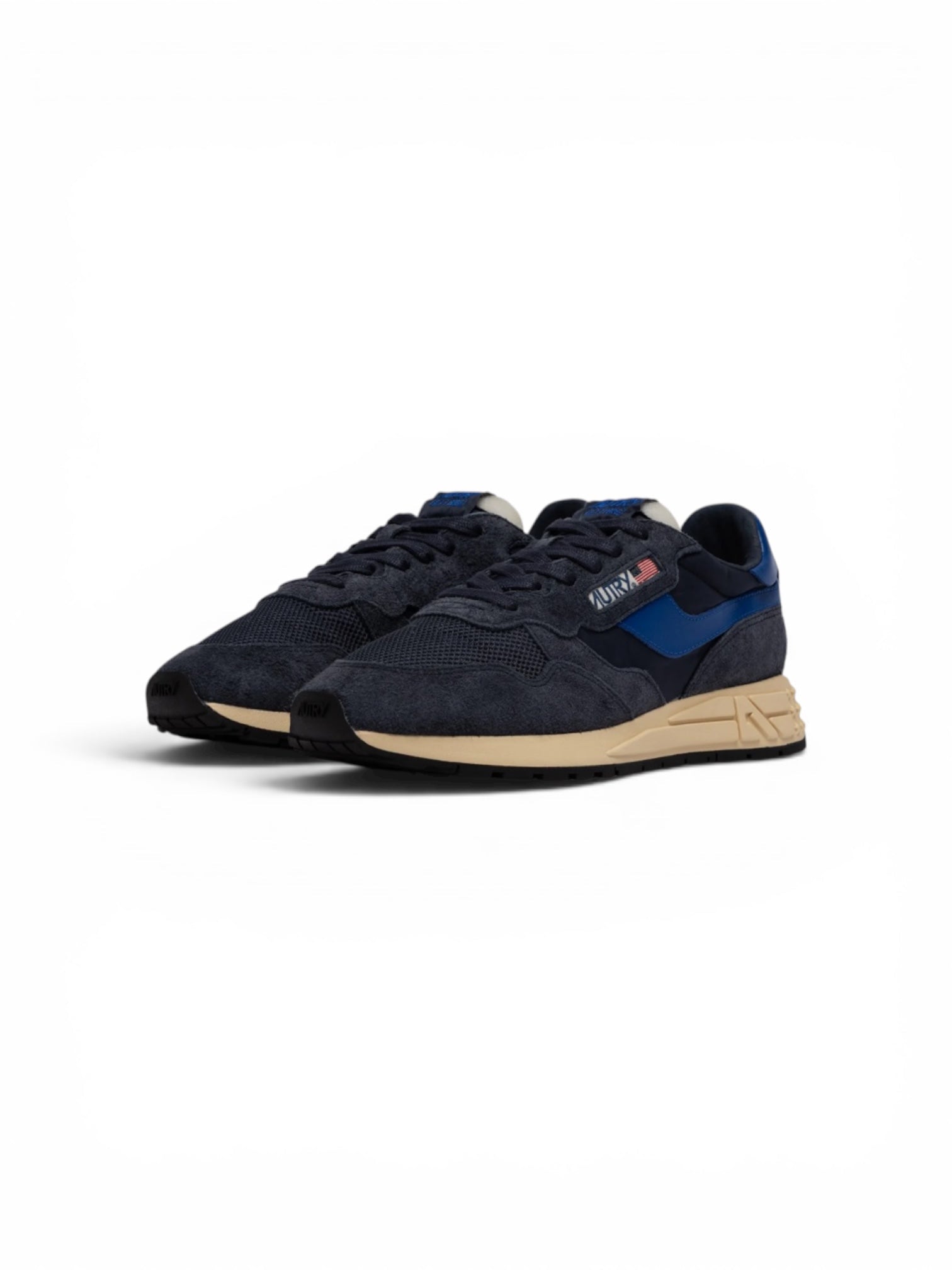 Autry Reelwind Low Sneakers in Space Blue and Lapis Blue Nylon and Suede - Steranko Clothing Manchester