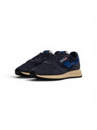 Autry Reelwind Low Sneakers in Space Blue and Lapis Blue Nylon and Suede - Steranko Clothing Manchester