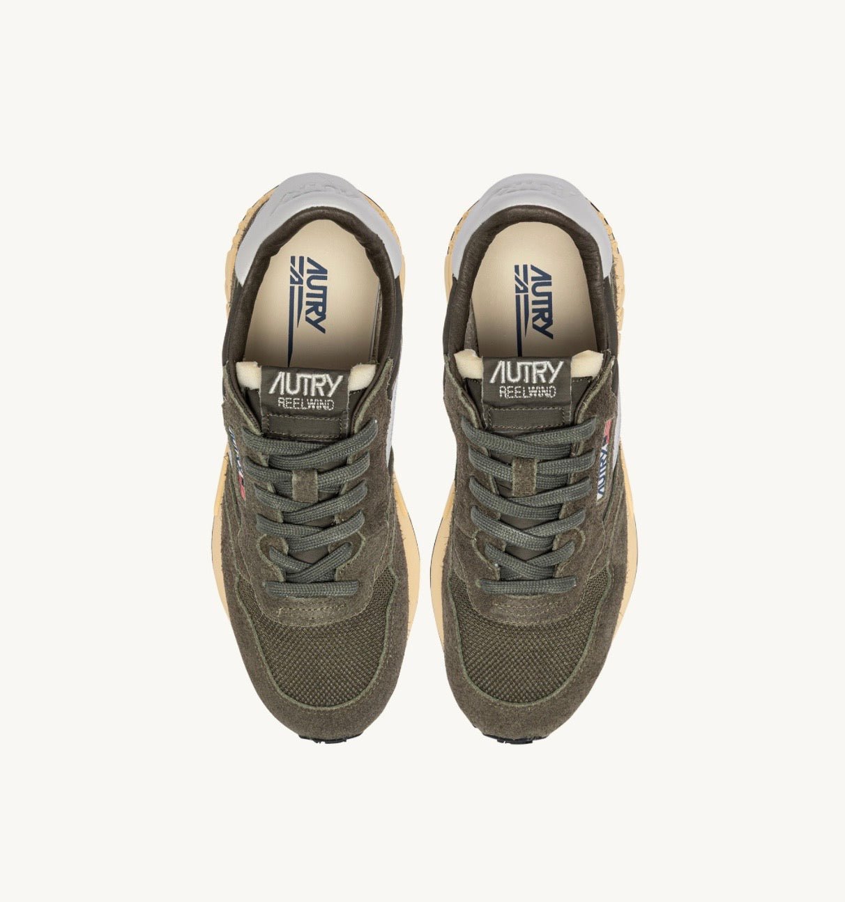 Autry Reelwind Low Sneakers Suede Olive Night / Harbour Mist - Steranko Clothing Manchester