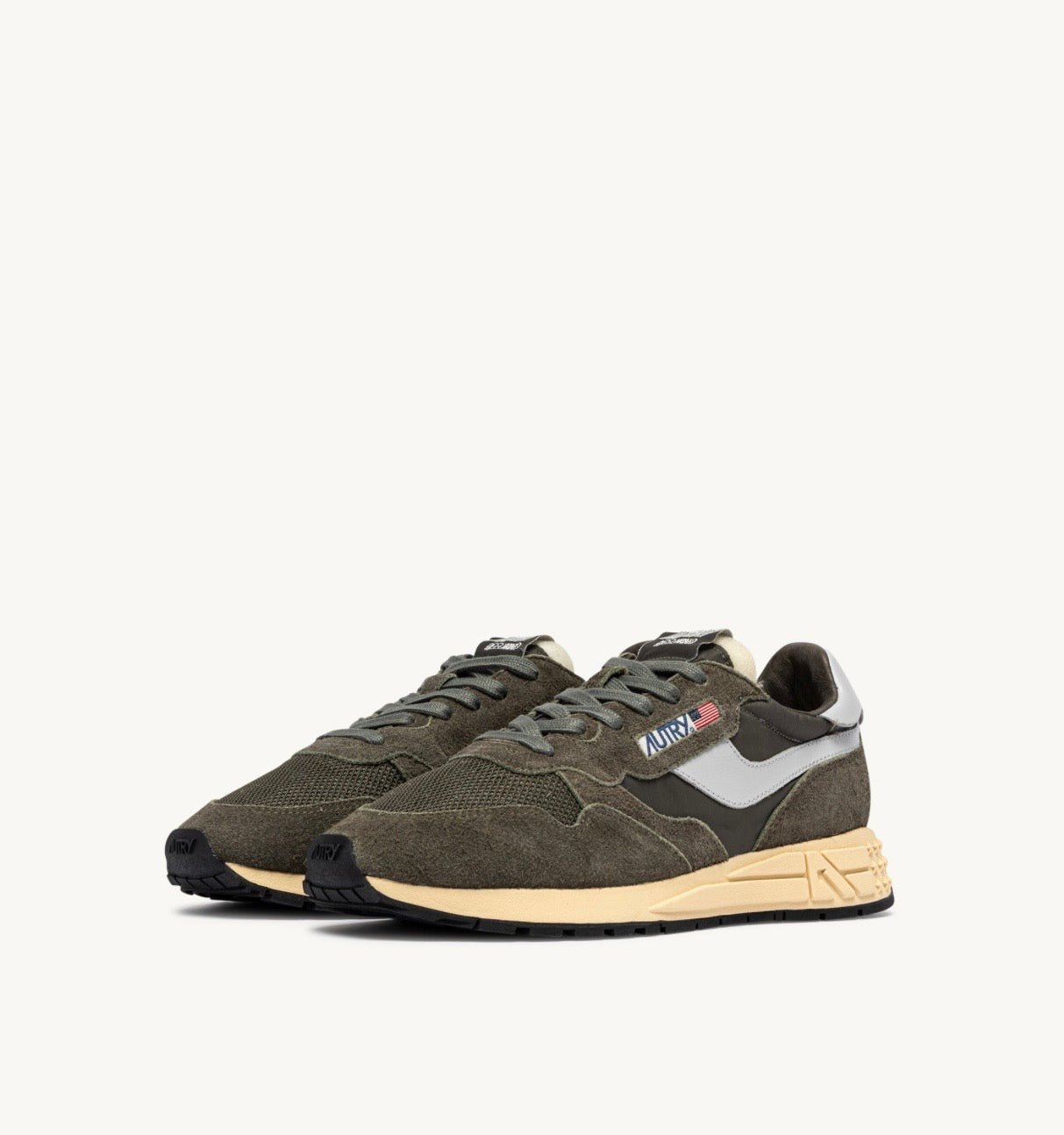 Autry Reelwind Low Sneakers Suede Olive Night / Harbour Mist - Steranko Clothing Manchester