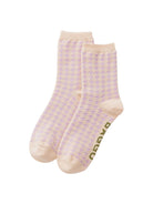 Baggu Crew Socks Pink Houndstooth - Steranko Clothing Manchester