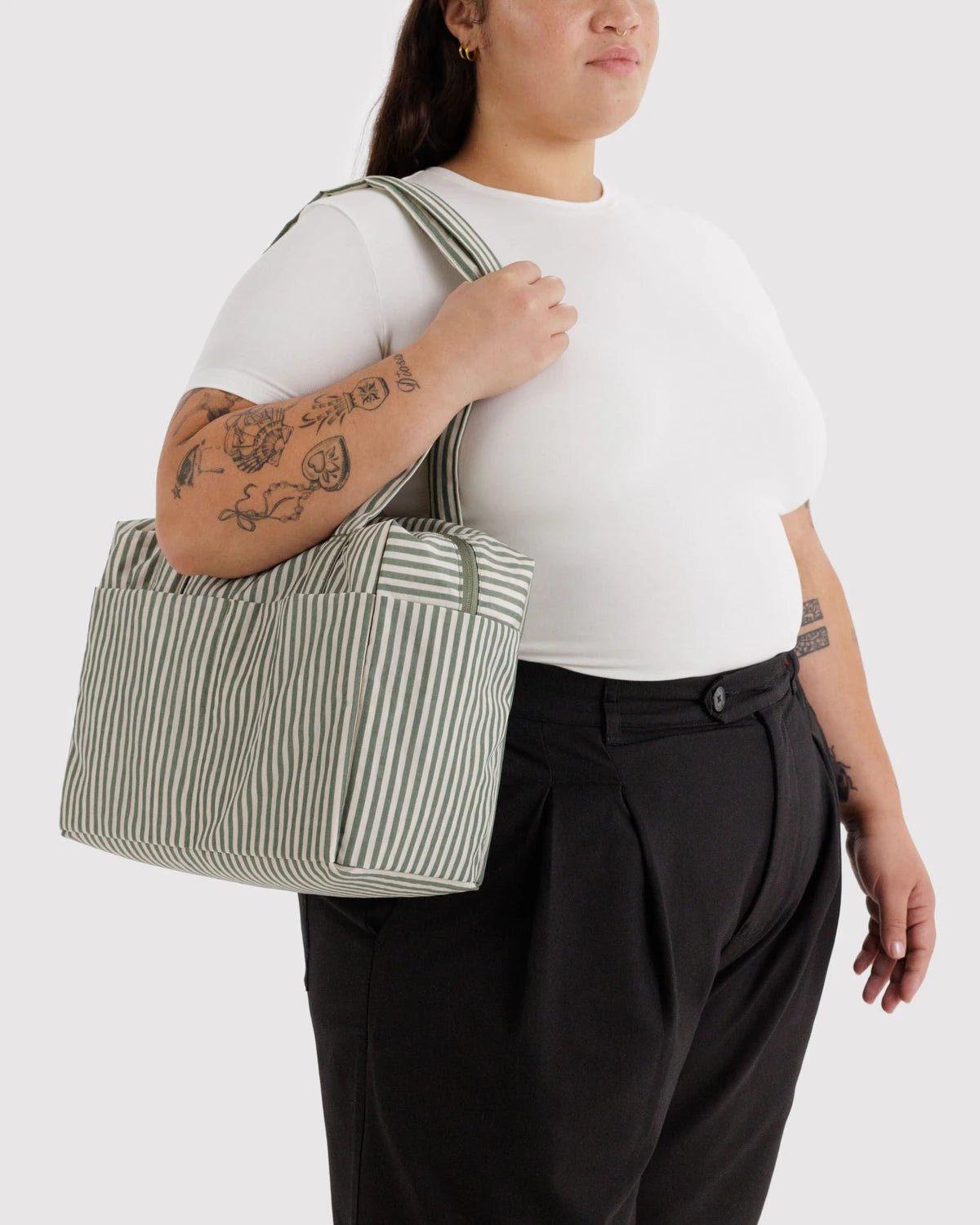 Baggu Everyday Cloud Bag Sage Stripe - Steranko Clothing Manchester