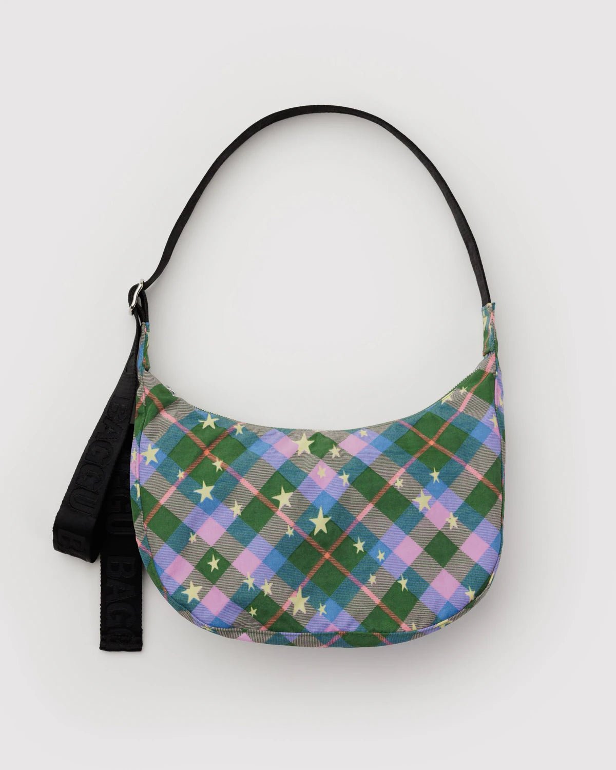 Baggu Medium Crescent Bag Green Star Plaid - Steranko Clothing Manchester