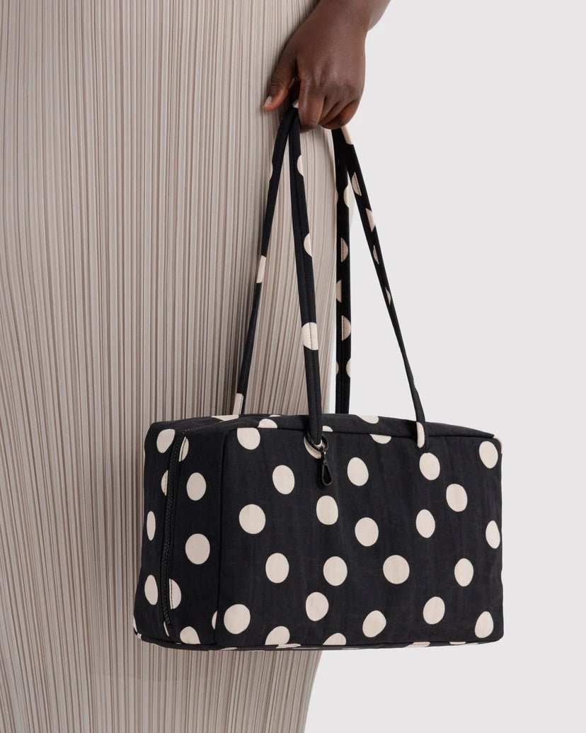Baggu Medium Nylon Bowler Bag Black/Cream Polka Dot - Steranko Clothing Manchester