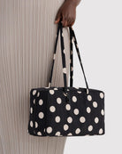 Baggu Medium Nylon Bowler Bag Black/Cream Polka Dot - Steranko Clothing Manchester