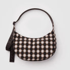 Baggu Medium Nylon Crescent Bag Blurred Gingham Brown - Steranko Clothing Manchester
