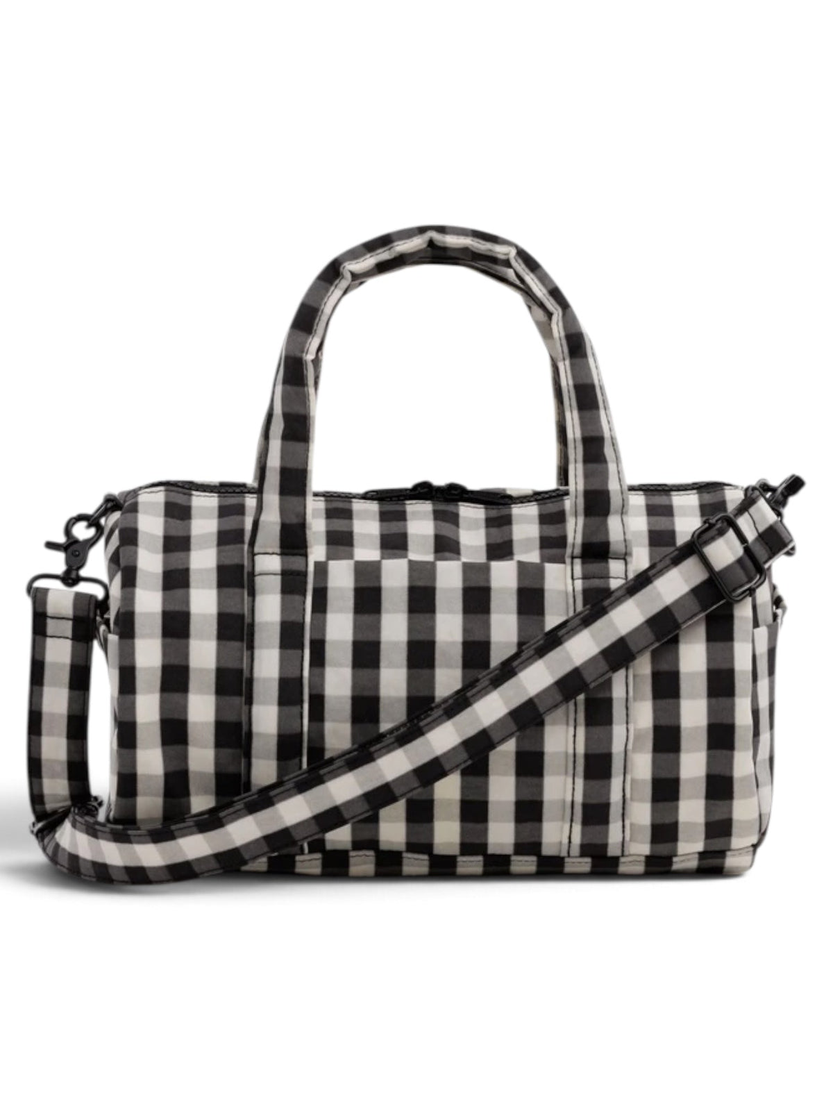 Baggu Nylon Duffle Bag Black/Cream Gingham - Steranko Clothing Manchester
