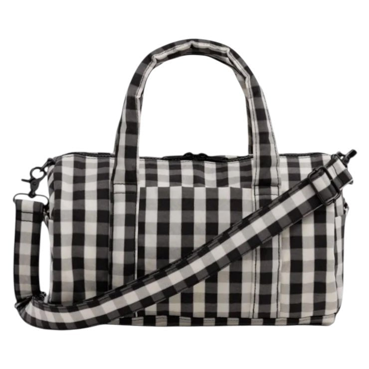 Baggu Nylon Duffle Bag Black/Cream Gingham - Steranko Clothing Manchester