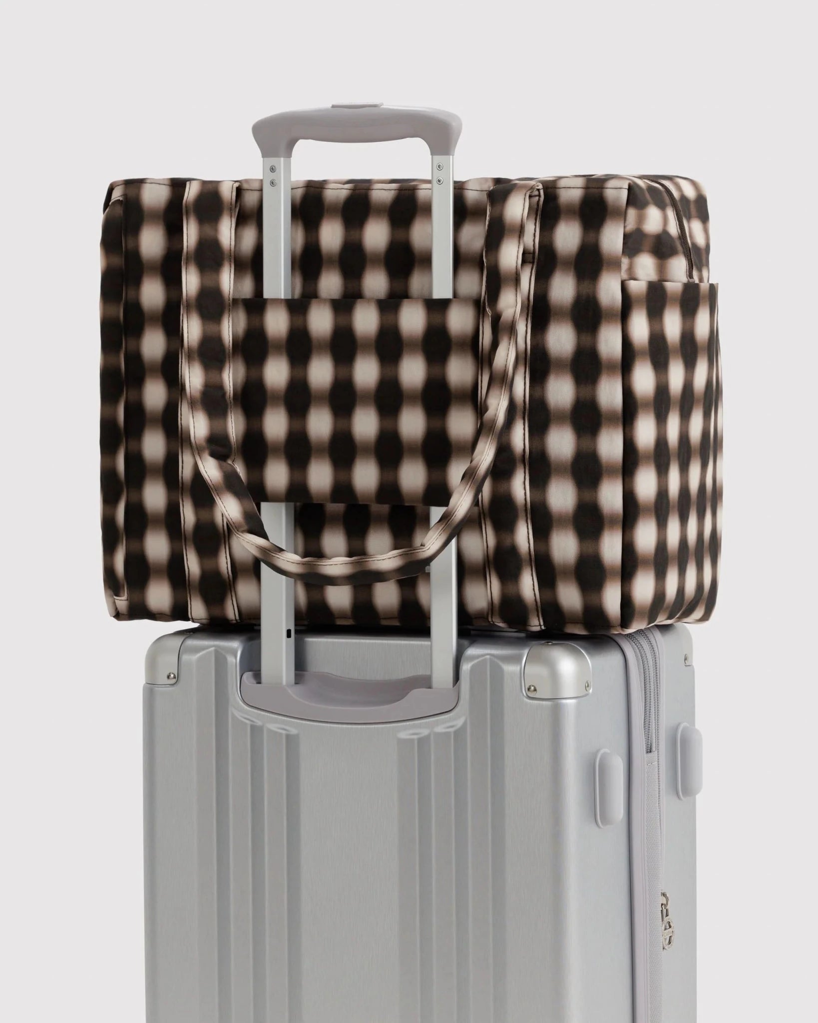 Baggu Small Cloud Carry On Bag Blurred Gingham Brown - Steranko Clothing Manchester