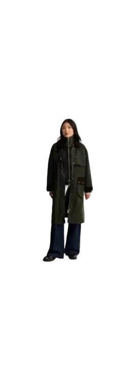 Barbour Checked Kirless Waxed Long Jacket Fern - Steranko Clothing Manchester