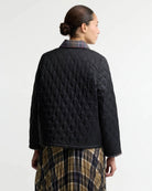 Barbour Icons Tartan Collar Cropped Liddesdale Quilted Jacket Black / Classic - Steranko Clothing Manchester