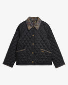 Barbour Icons Tartan Collar Cropped Liddesdale Quilted Jacket Black / Classic - Steranko Clothing Manchester