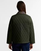 Barbour Icons Tartan Collar Cropped Liddesdale Quilted Jacket Olive / Classic - Steranko Clothing Manchester