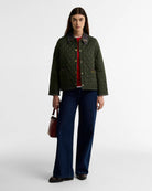Barbour Icons Tartan Collar Cropped Liddesdale Quilted Jacket Olive / Classic - Steranko Clothing Manchester