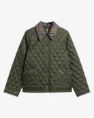 Barbour Icons Tartan Collar Cropped Liddesdale Quilted Jacket Olive / Classic - Steranko Clothing Manchester